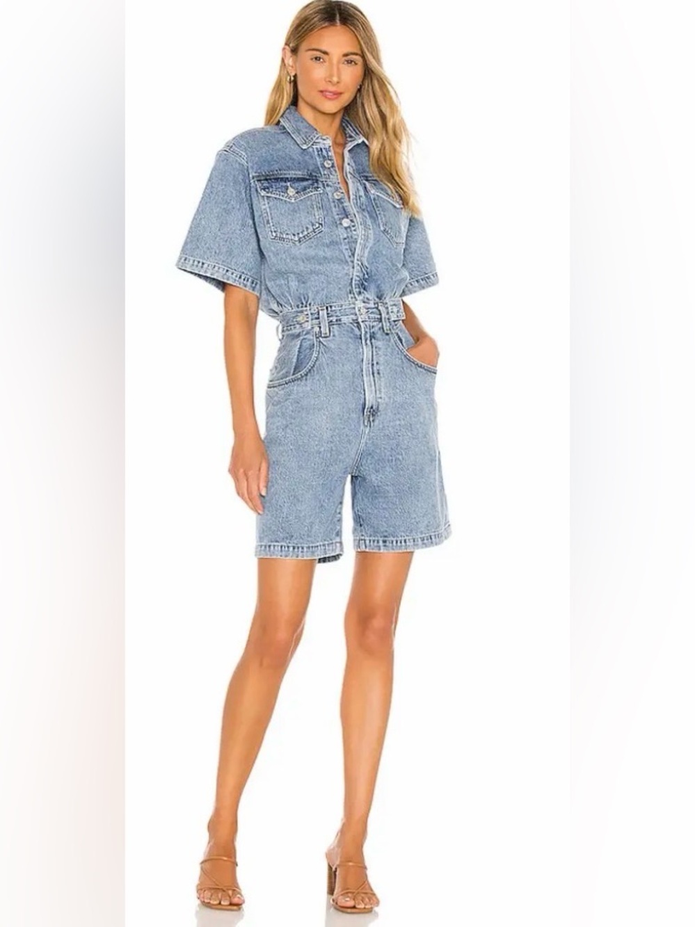 Agolde Zora Denim Jumpsuit Rio Romper 8